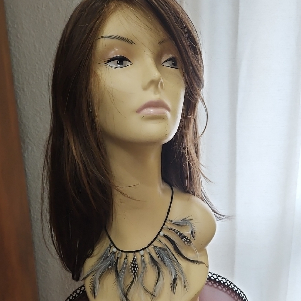 GUINEA FOWL FEATHERS From  CAPE TOWN SOUTH‎ AFRICAN CHOKER MARKED PARIS NECKLACE